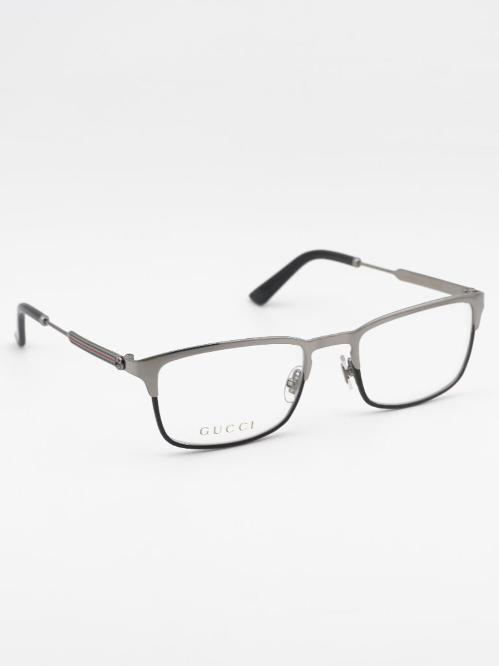 Gucci GG0135O 002 Eyeglasses Ruthenium / Black 52mm Rectangle Frame